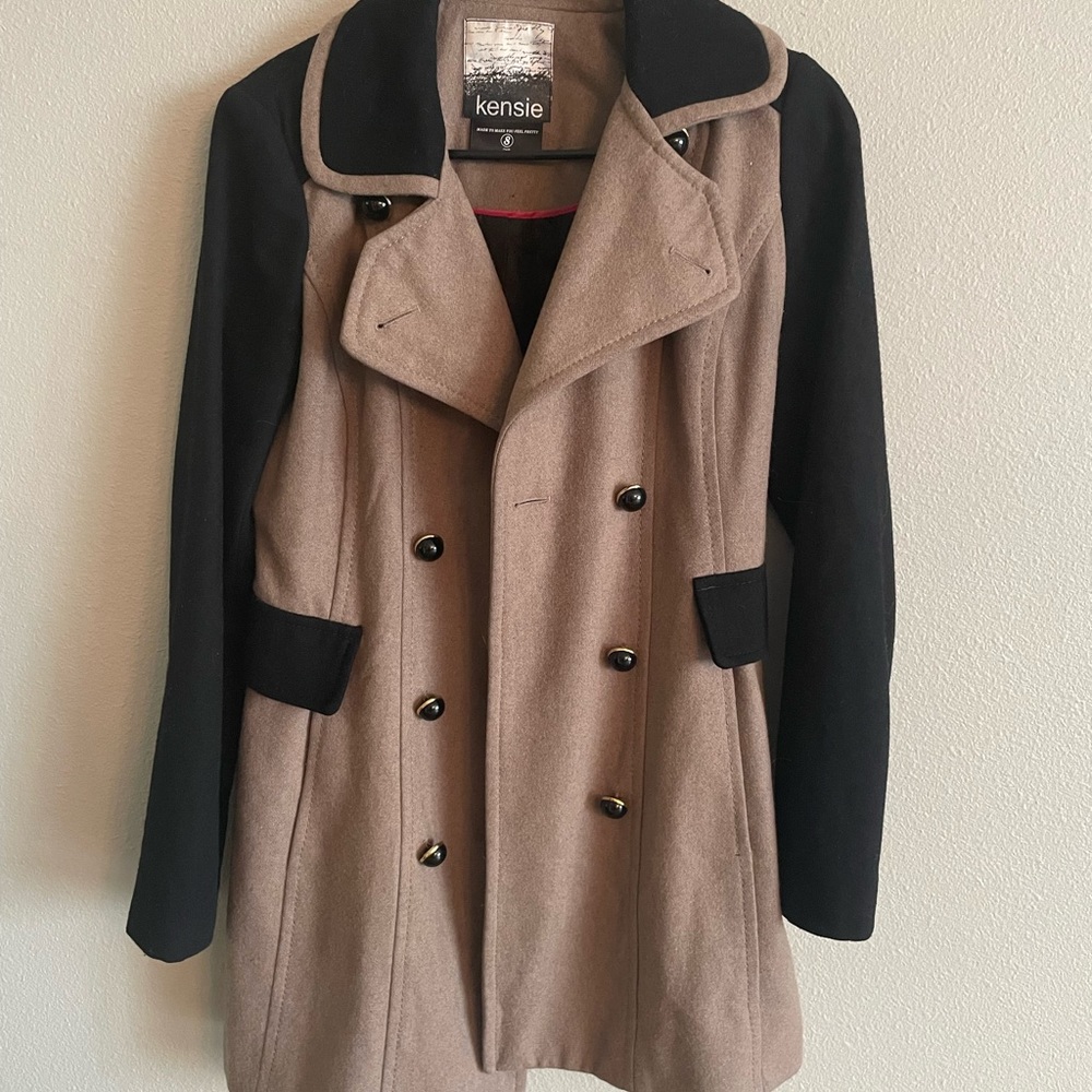 Kensie Colorblock Trench Coat, size Small